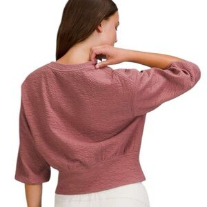 LULULEMON Textured Crewneck Pullover Spiced Chai Size 10 Mauve Pink Sweater